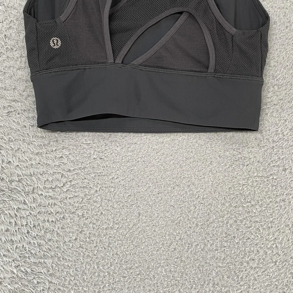Lululemon Set Challenger Bra Womens 4‎ Gray Mesh High Neck High Support Workout